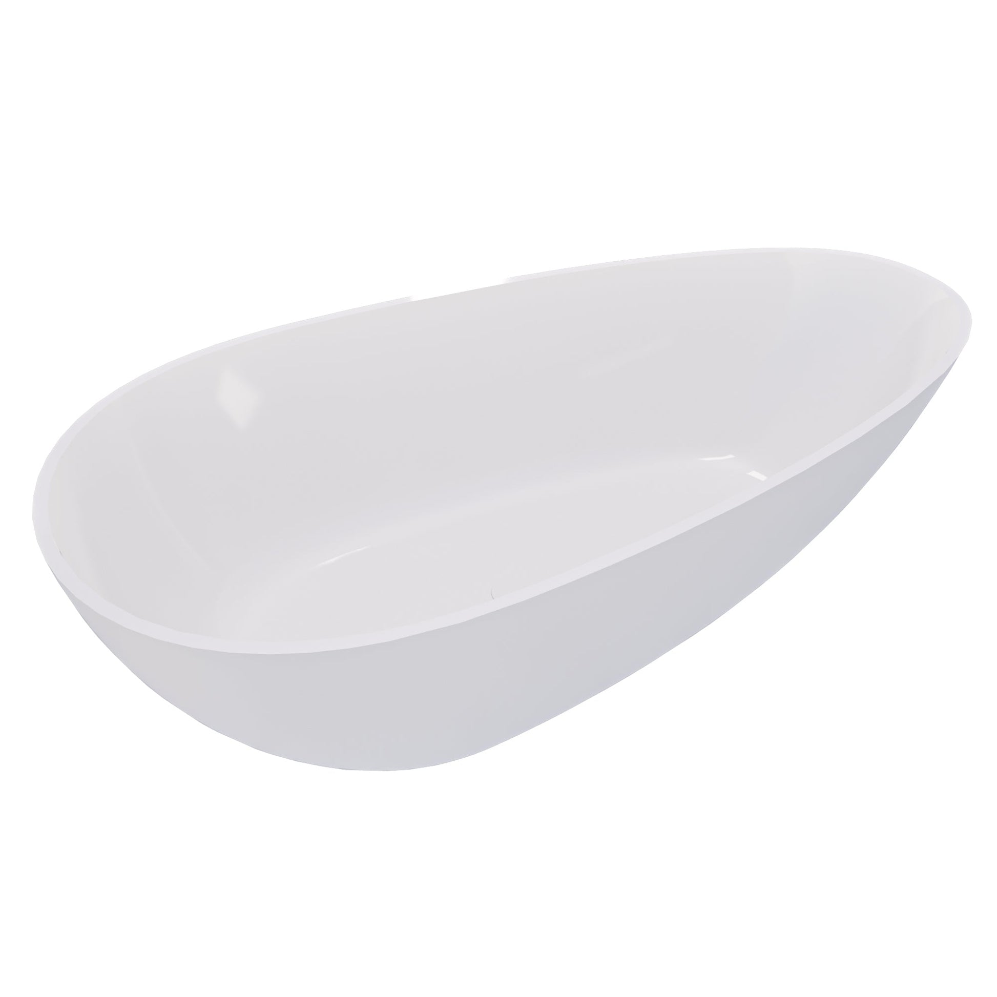 59' Freestanding Solid Surface Bathtub, Luxury Handcrafted Stone Resin Freestanding Soaking Bathtub with Overflow and Pop - up Drain, Glossy White 24S02 - 59GW - 1st Choice Furniture Direct