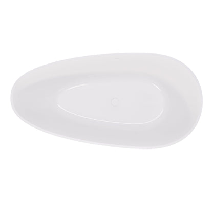 59' Freestanding Solid Surface Bathtub, Luxury Handcrafted Stone Resin Freestanding Soaking Bathtub with Overflow and Pop - up Drain, Glossy White 24S02 - 59GW - 1st Choice Furniture Direct