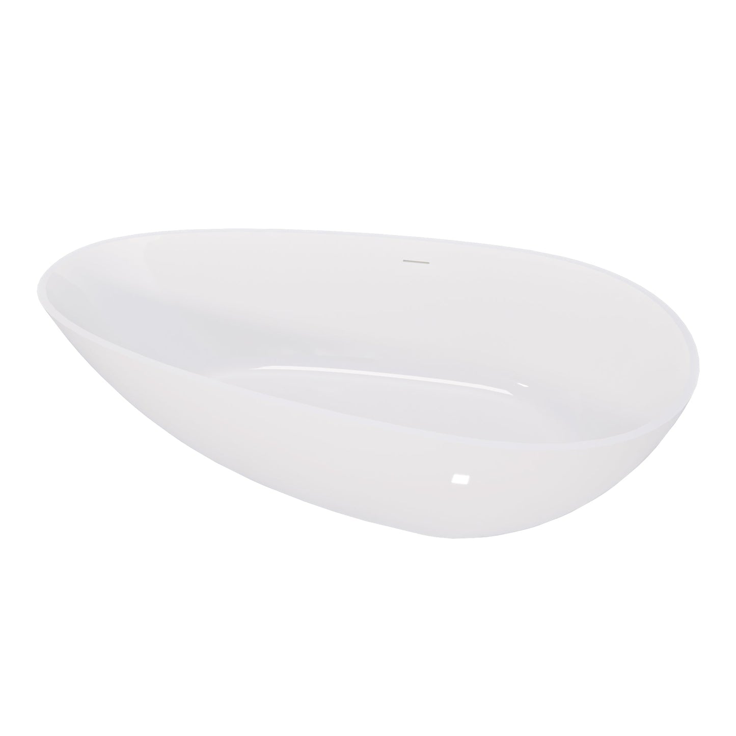 59' Freestanding Solid Surface Bathtub, Luxury Handcrafted Stone Resin Freestanding Soaking Bathtub with Overflow and Pop - up Drain, Glossy White 24S02 - 59GW - 1st Choice Furniture Direct