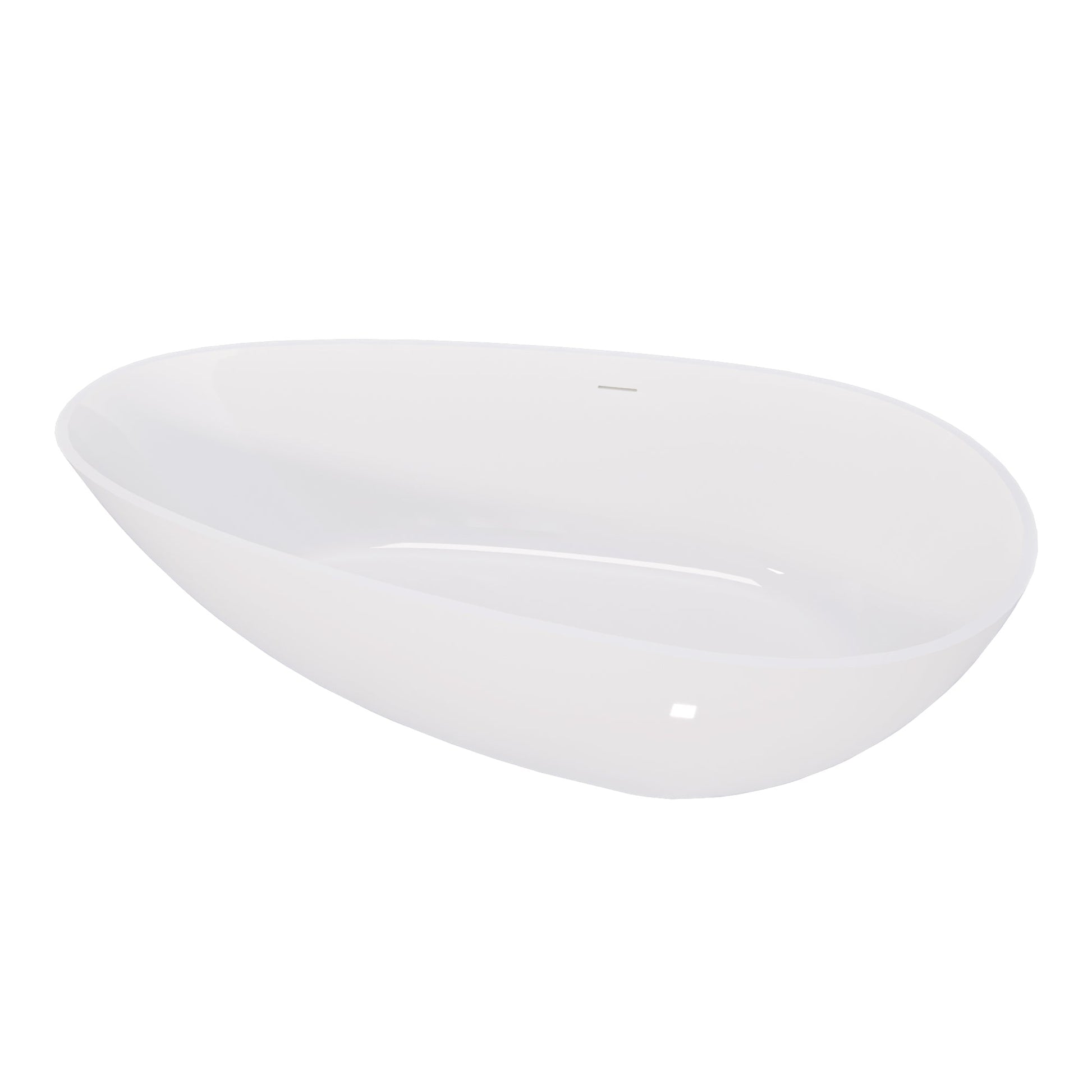 59' Freestanding Solid Surface Bathtub, Luxury Handcrafted Stone Resin Freestanding Soaking Bathtub with Overflow and Pop - up Drain, Glossy White 24S02 - 59GW - 1st Choice Furniture Direct