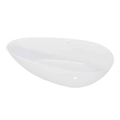 59' Freestanding Solid Surface Bathtub, Luxury Handcrafted Stone Resin Freestanding Soaking Bathtub with Overflow and Pop - up Drain, Glossy White 24S02 - 59GW - 1st Choice Furniture Direct
