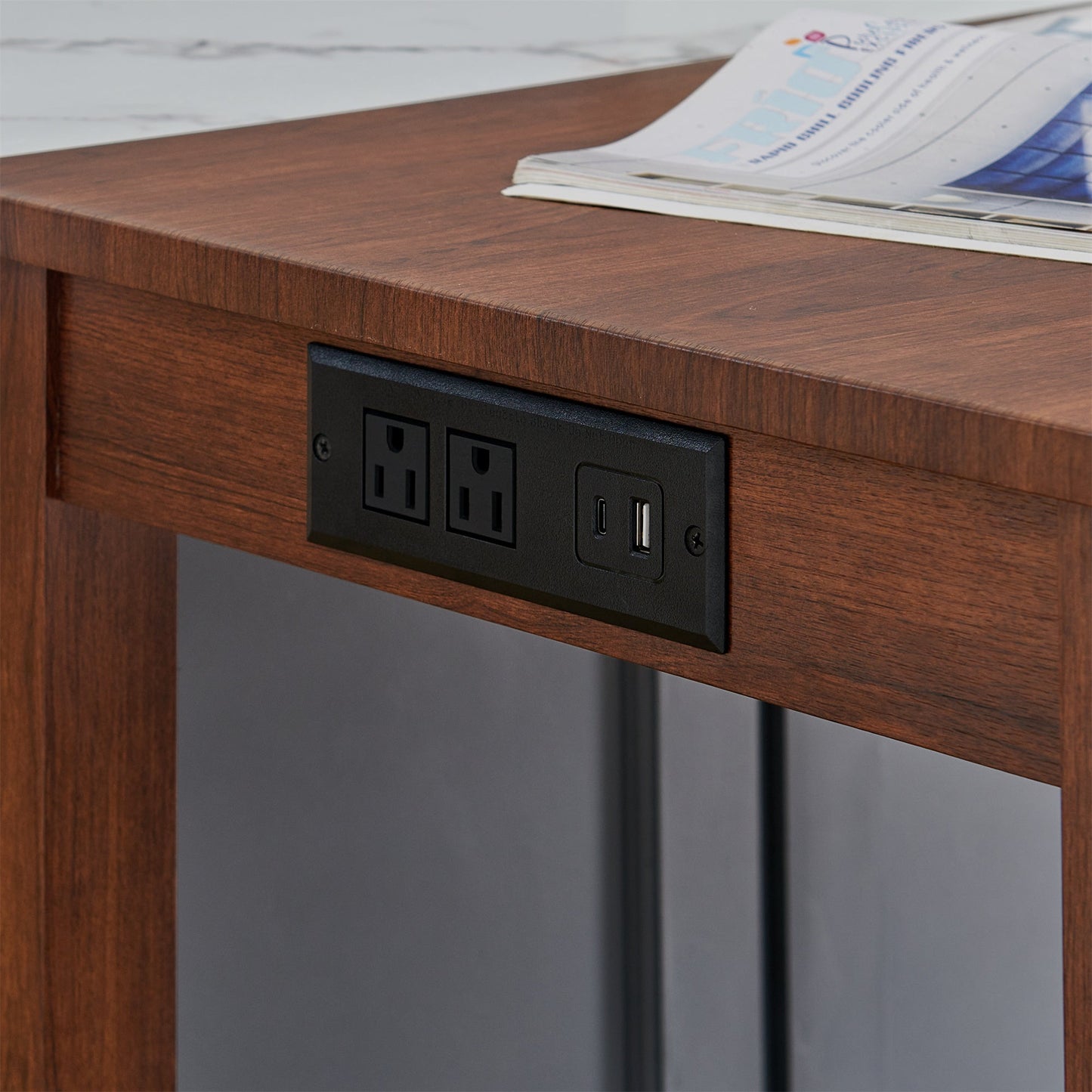 59 Inch Bar Table, Dining Table, Sofa Table with Power Outlet, 3 Upholstered Stools, 4 Piece Bar Table and Chair Set for Living Room, Dining Room, Kitchen - 1st Choice Furniture Direct