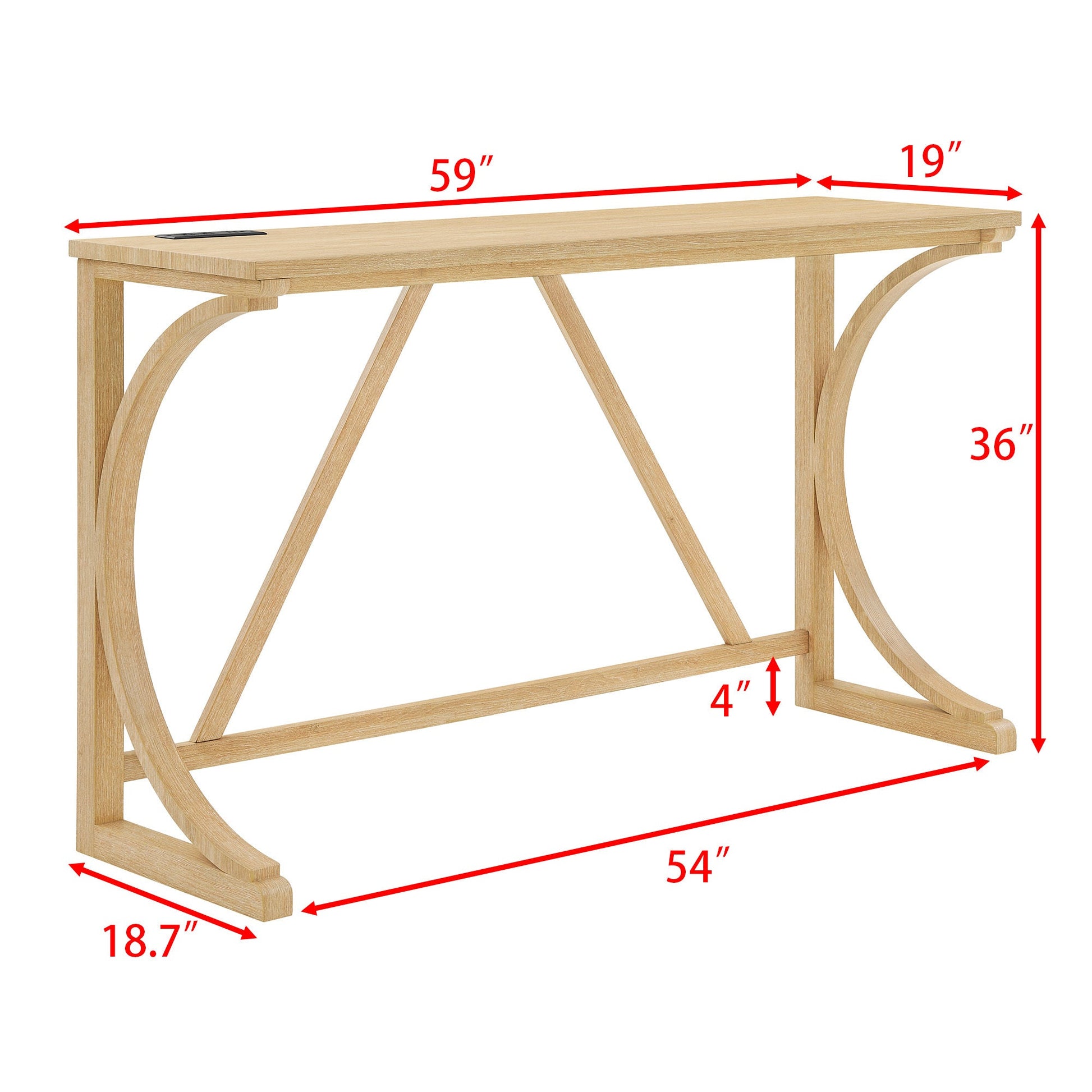59 Inch Bar Table, Dining Table, Sofa Table with Power Outlet, 3 Upholstered Stools, 4 Piece Bar Table and Chair Set for Living Room, Dining Room, Kitchen - 1st Choice Furniture Direct
