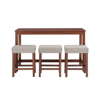 59 Inch Bar Table, Dining Table, Sofa Table with Power Outlet, 3 Upholstered Stools, 4 Piece Bar Table and Chair Set for Living Room, Dining Room, Kitchen - 1st Choice Furniture Direct