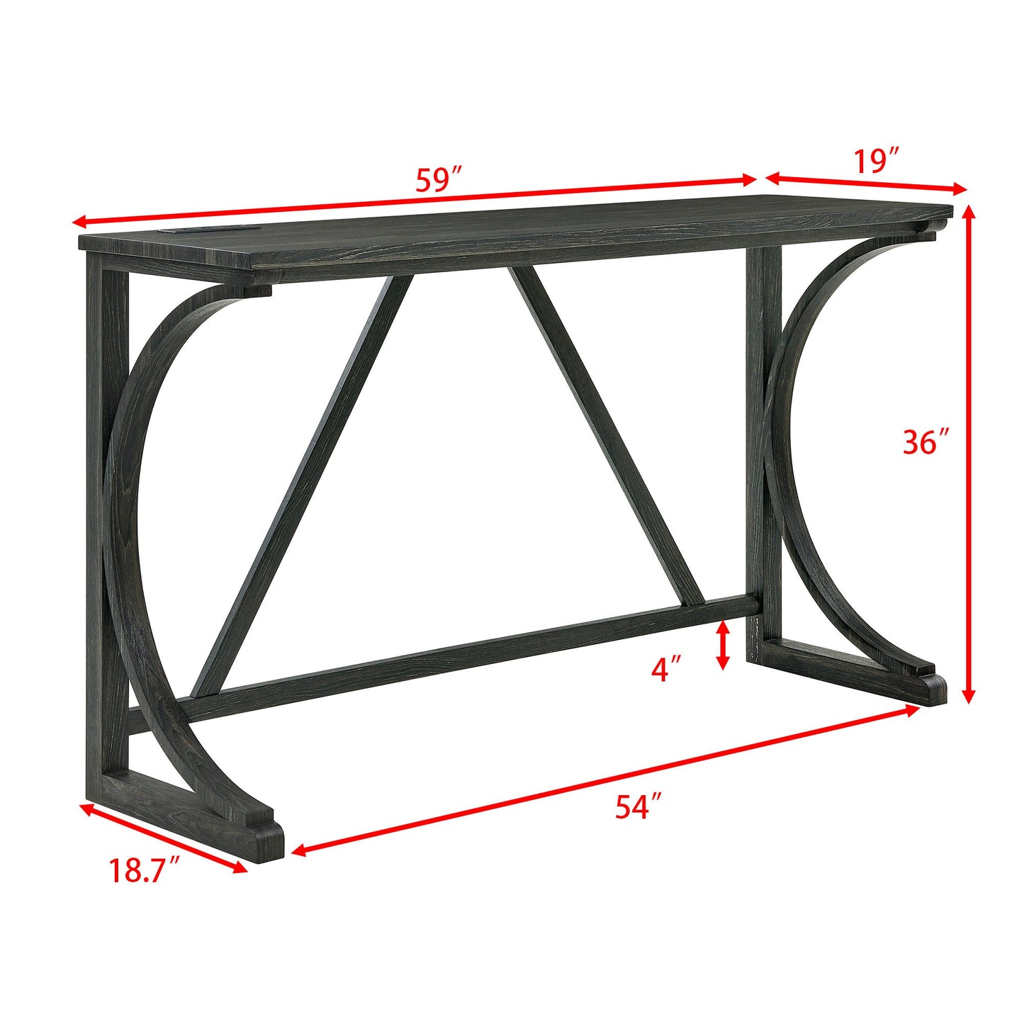 59 Inch Bar Table, Dining Table, Sofa Table with Power Outlet, 3 Upholstered Stools, 4 Piece Bar Table and Chair Set for Living Room, Dining Room, Kitchen - 1st Choice Furniture Direct