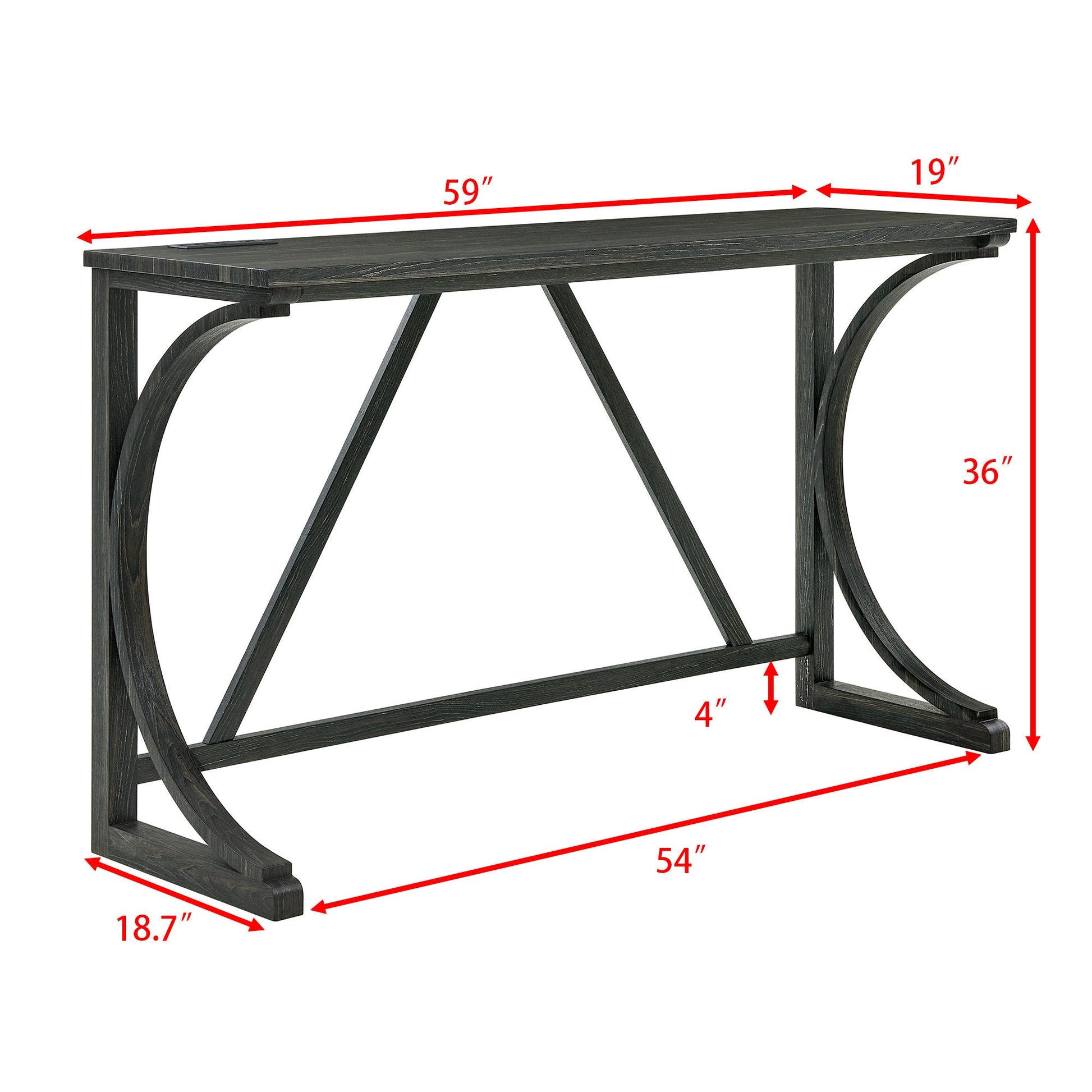 59 Inch Bar Table, Dining Table, Sofa Table with Power Outlet, 3 Upholstered Stools, 4 Piece Bar Table and Chair Set for Living Room, Dining Room, Kitchen - 1st Choice Furniture Direct
