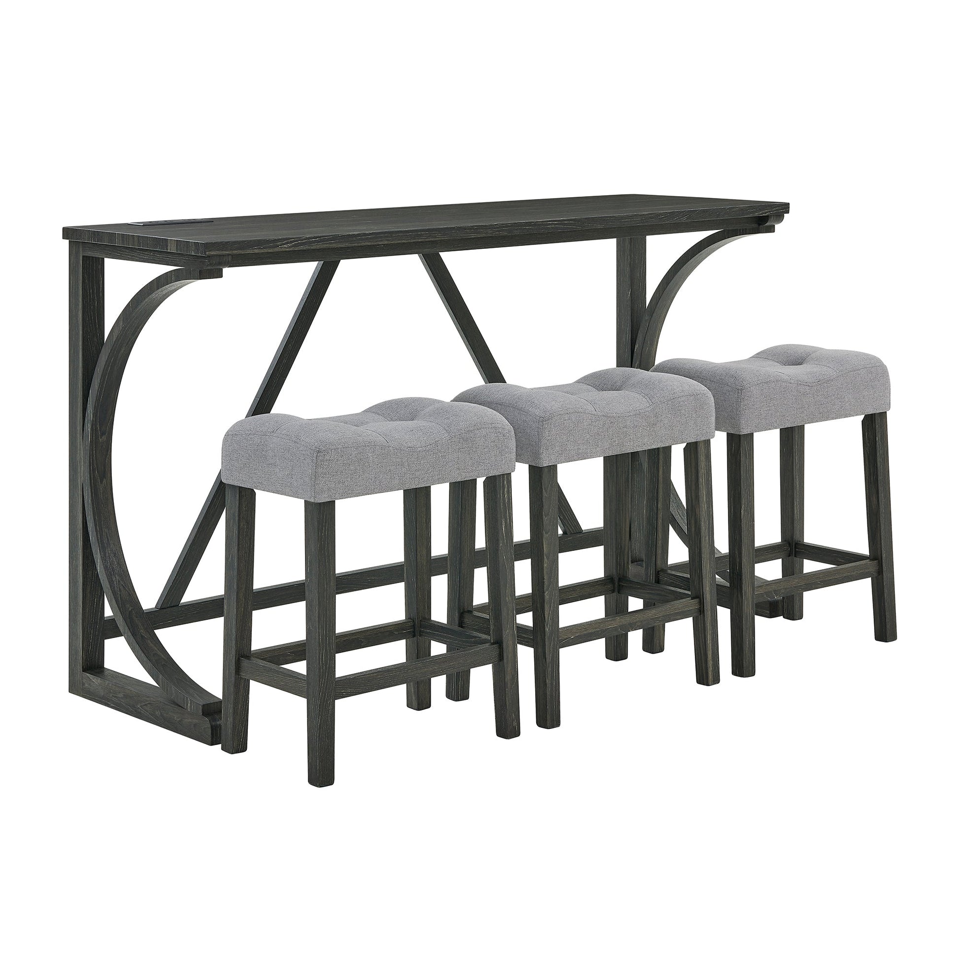 59 Inch Bar Table, Dining Table, Sofa Table with Power Outlet, 3 Upholstered Stools, 4 Piece Bar Table and Chair Set for Living Room, Dining Room, Kitchen - 1st Choice Furniture Direct