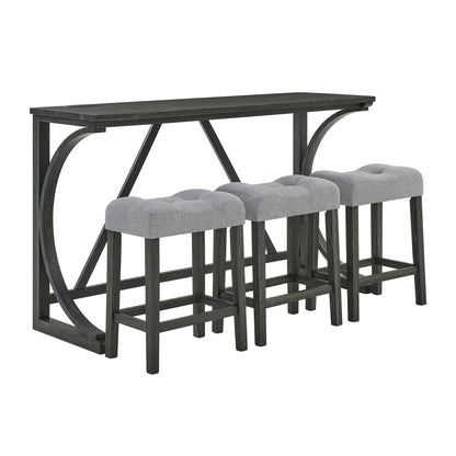 59 Inch Bar Table, Dining Table, Sofa Table with Power Outlet, 3 Upholstered Stools, 4 Piece Bar Table and Chair Set for Living Room, Dining Room, Kitchen - 1st Choice Furniture Direct