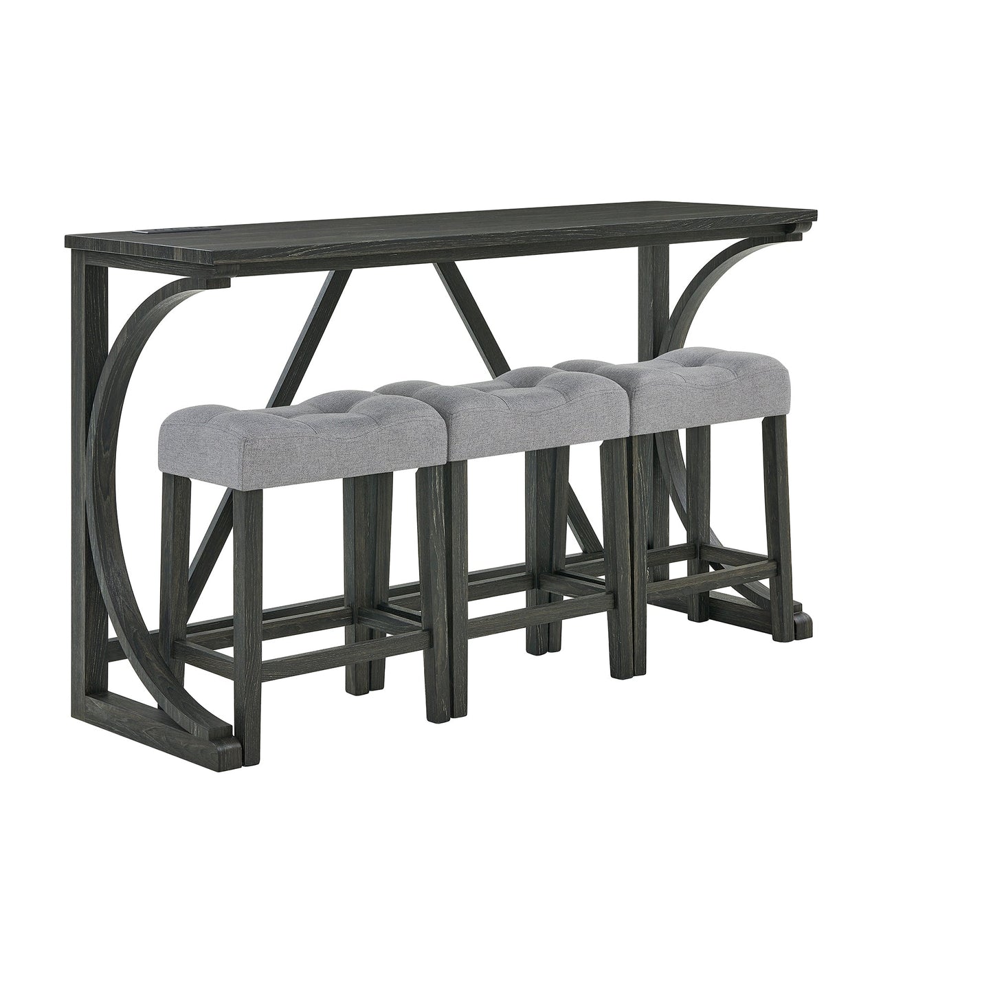 59 Inch Bar Table, Dining Table, Sofa Table with Power Outlet, 3 Upholstered Stools, 4 Piece Bar Table and Chair Set for Living Room, Dining Room, Kitchen - 1st Choice Furniture Direct