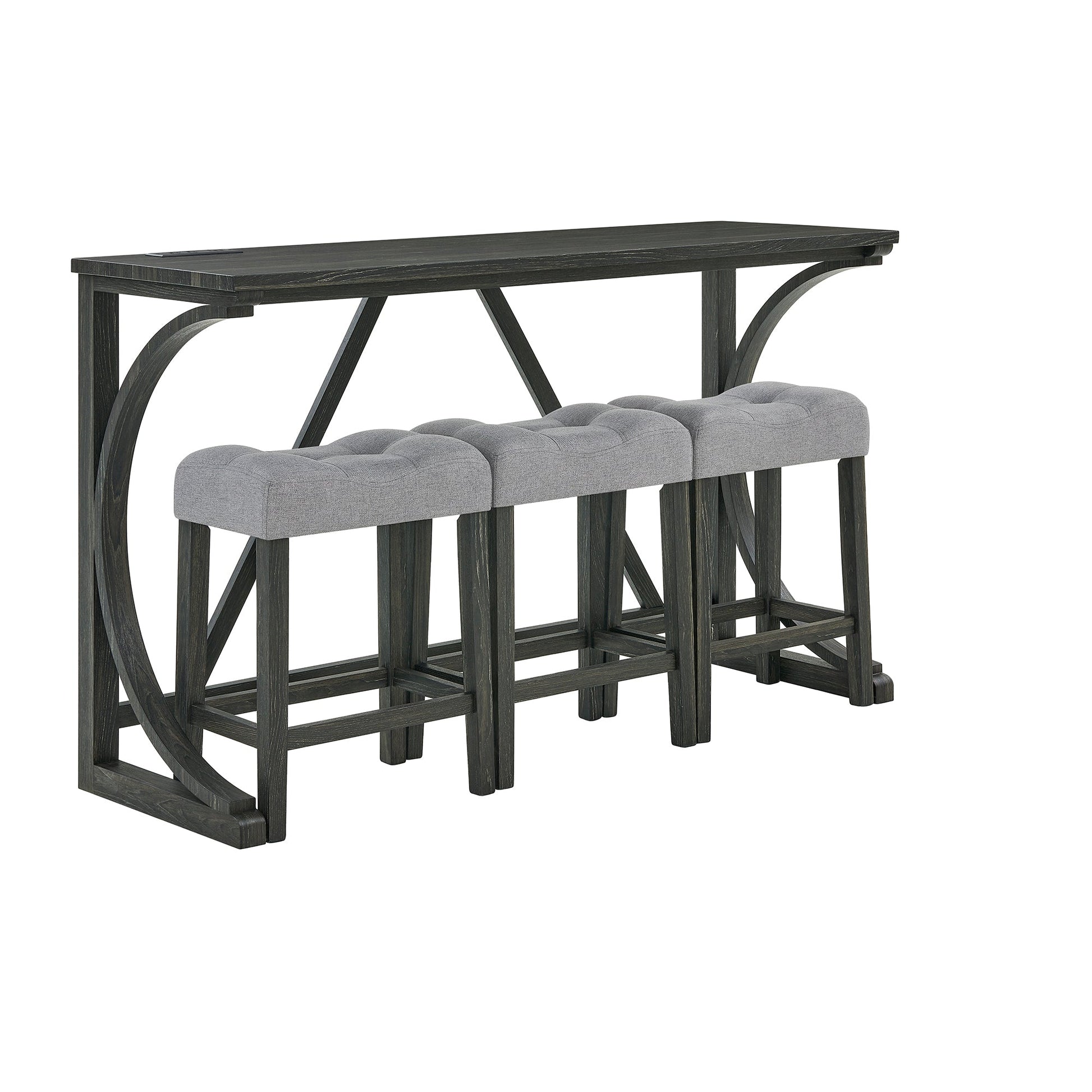 59 Inch Bar Table, Dining Table, Sofa Table with Power Outlet, 3 Upholstered Stools, 4 Piece Bar Table and Chair Set for Living Room, Dining Room, Kitchen - 1st Choice Furniture Direct