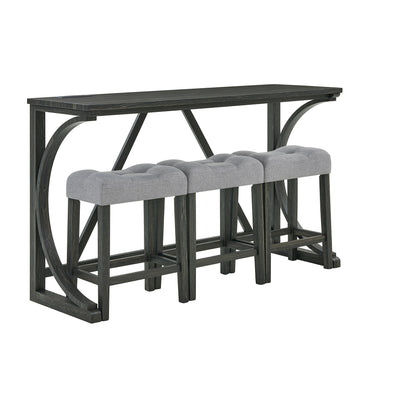 59 Inch Bar Table, Dining Table, Sofa Table with Power Outlet, 3 Upholstered Stools, 4 Piece Bar Table and Chair Set for Living Room, Dining Room, Kitchen - 1st Choice Furniture Direct