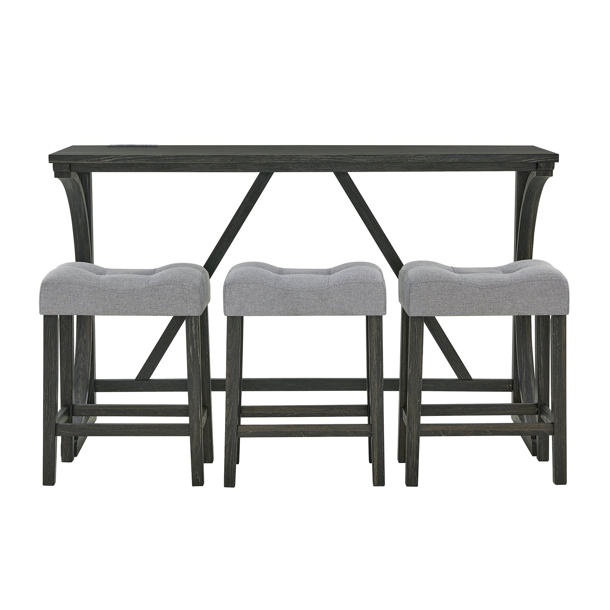 59 Inch Bar Table, Dining Table, Sofa Table with Power Outlet, 3 Upholstered Stools, 4 Piece Bar Table and Chair Set for Living Room, Dining Room, Kitchen - 1st Choice Furniture Direct