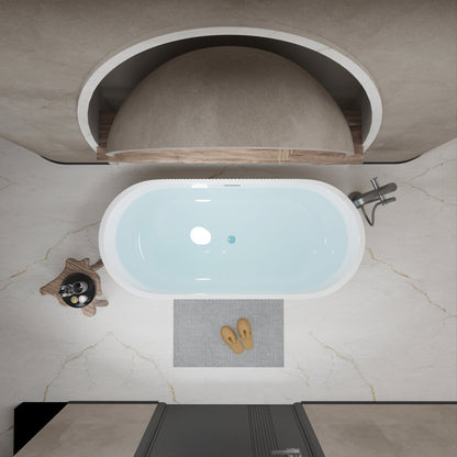 59'Linear AcrylicFreestanding Bathtub Stand Alone Soaker Tub, Glossy White Acrylic, POP - UP Chrome Drain, cUPC Certified - 1st Choice Furniture Direct