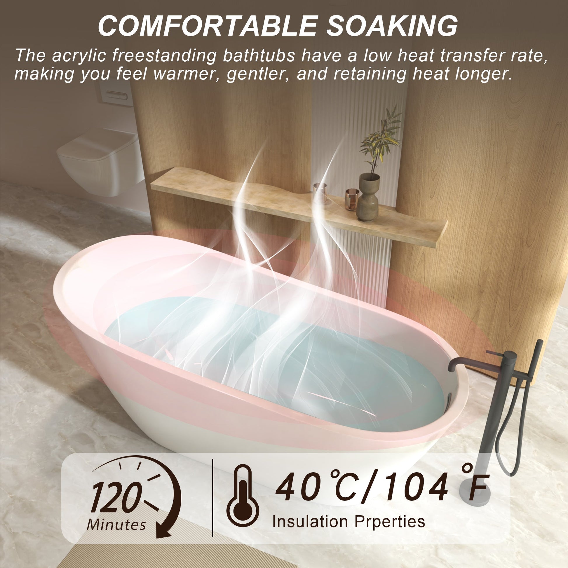 59'Special - shaped Freestanding Slipper Bathtub: Gloss White Finish, Chrome Overflow & Pop - Up Drain, cUPC Certified - 1st Choice Furniture Direct