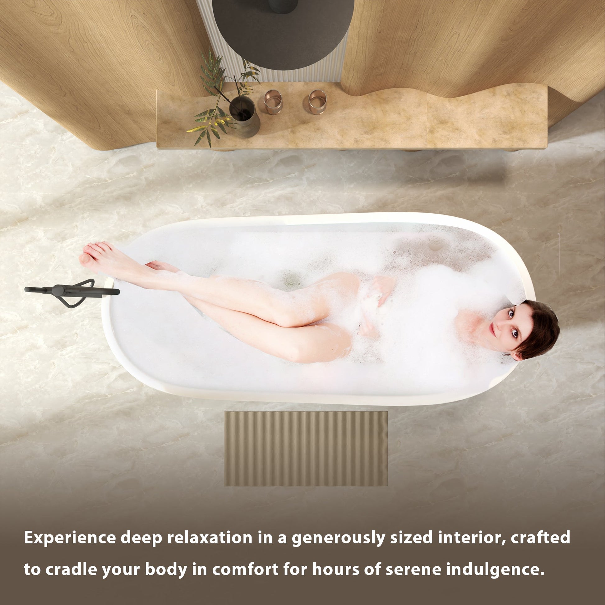 59'Special - shaped Freestanding Slipper Bathtub: Gloss White Finish, Chrome Overflow & Pop - Up Drain, cUPC Certified - 1st Choice Furniture Direct