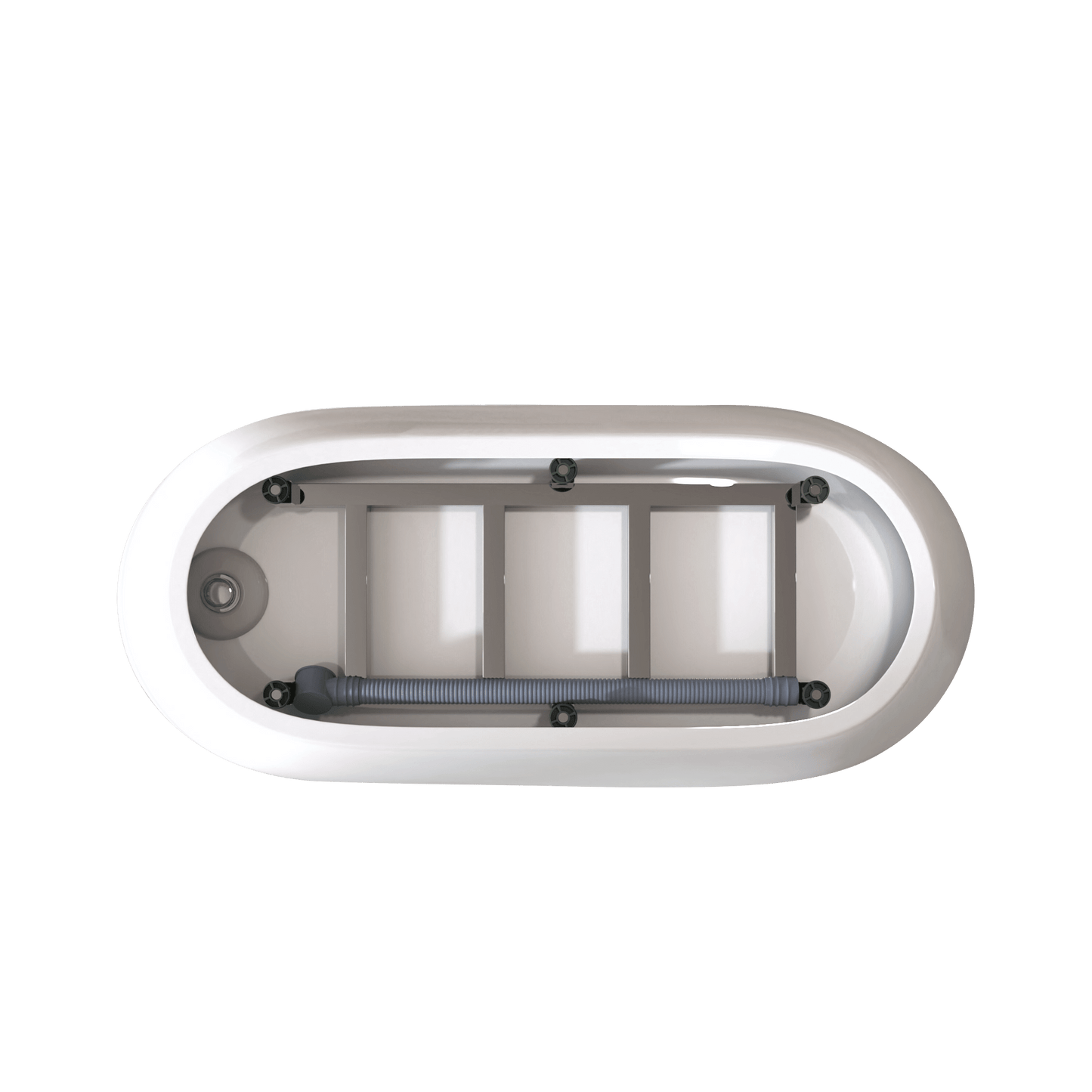 59'Special - shaped Freestanding Slipper Bathtub: Gloss White Finish, Chrome Overflow & Pop - Up Drain, cUPC Certified - 1st Choice Furniture Direct