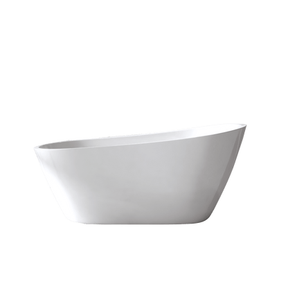 59'Special - shaped Freestanding Slipper Bathtub: Gloss White Finish, Chrome Overflow & Pop - Up Drain, cUPC Certified - 1st Choice Furniture Direct