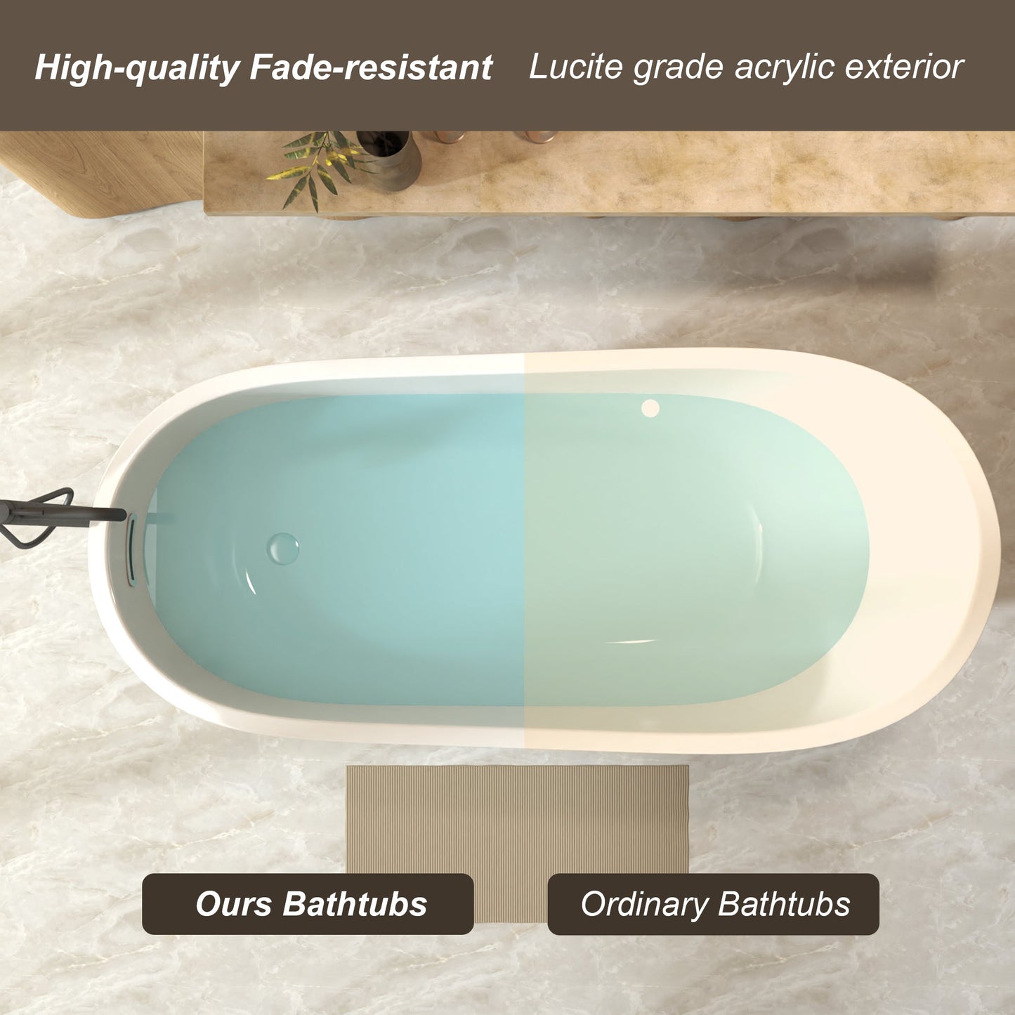 59'Special - shaped Freestanding Slipper Bathtub: Gloss White Finish, Chrome Overflow & Pop - Up Drain, cUPC Certified - 1st Choice Furniture Direct