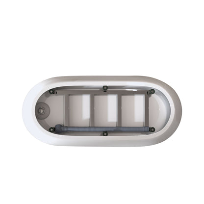 59'Special - shaped Freestanding Slipper Bathtub: Gloss White Finish, Chrome Overflow & Pop - Up Drain, cUPC Certified - 1st Choice Furniture Direct