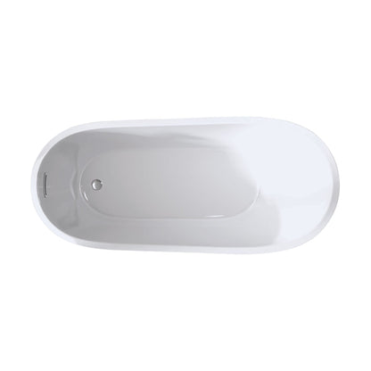 59'Special - shaped Freestanding Slipper Bathtub: Gloss White Finish, Chrome Overflow & Pop - Up Drain, cUPC Certified - 1st Choice Furniture Direct