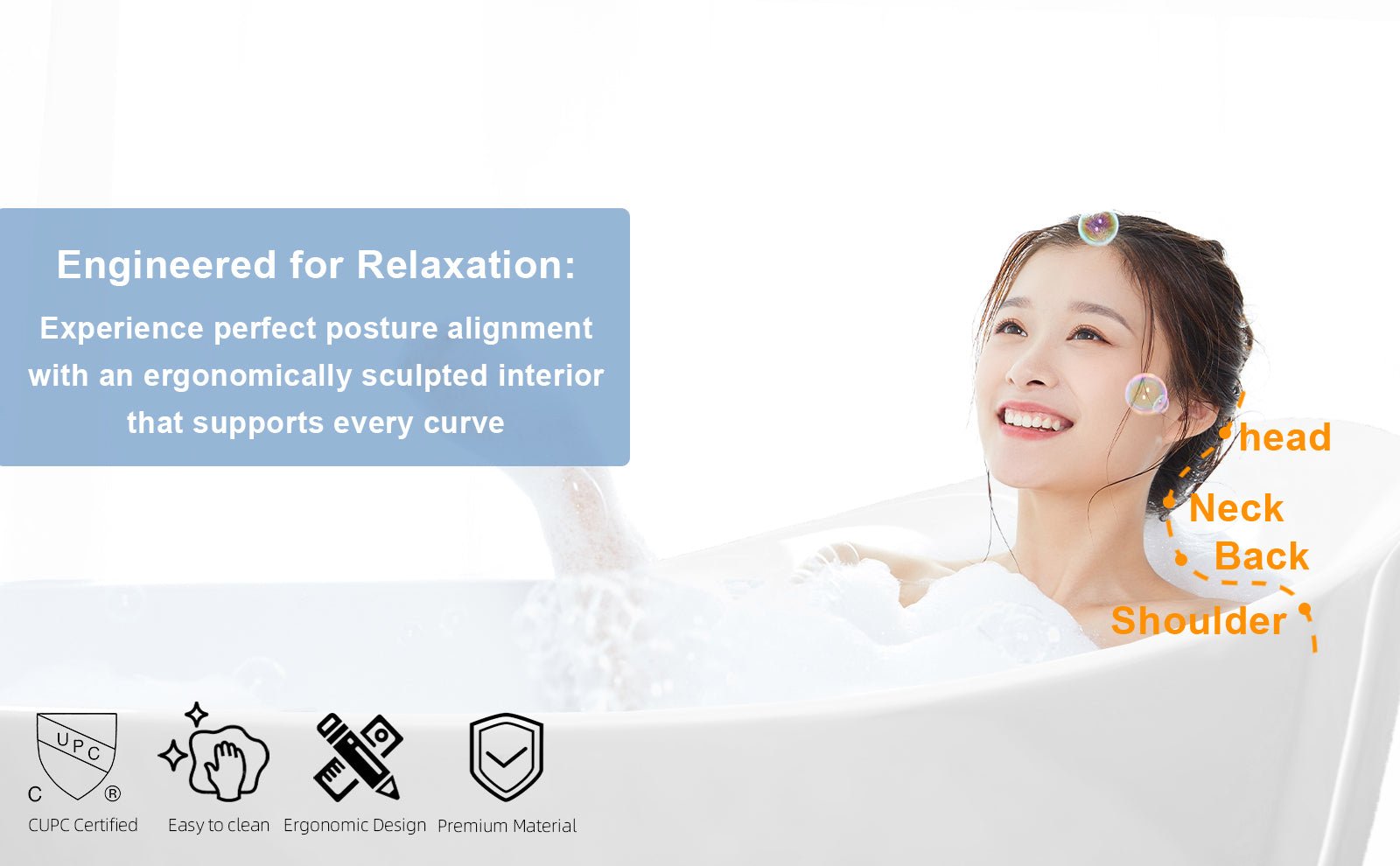 59'Special - shaped Freestanding Slipper Bathtub: Gloss White Finish, Chrome Overflow & Pop - Up Drain, cUPC Certified - 1st Choice Furniture Direct