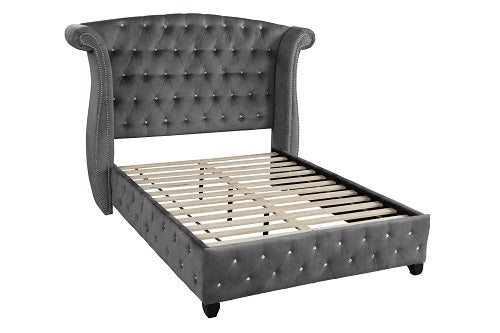 1st Choice Contemporary Elegant Style Sophia Queen Bed in Gray