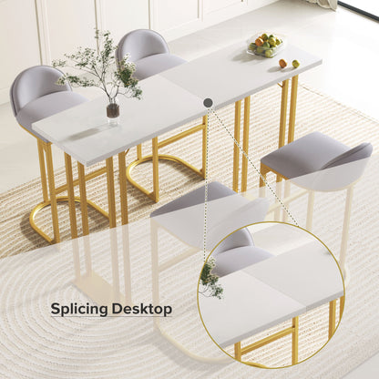 1st Choice Modern Gold White Table 5-Pcs Dining Bar Table & Chairs Set