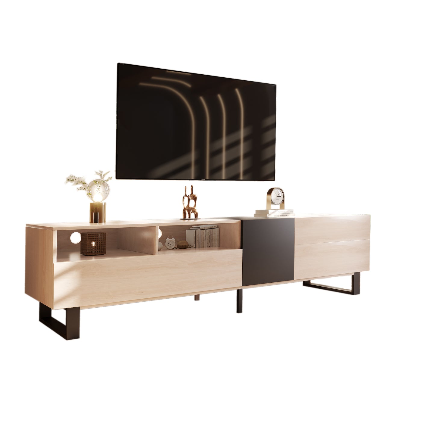 1st Choice Modern TV Stand Console for 80" TV with Double Storage Space