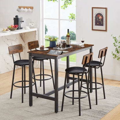 1st Choice Bar Table Set with 4 Bar stools PU Soft Seat with Backrest