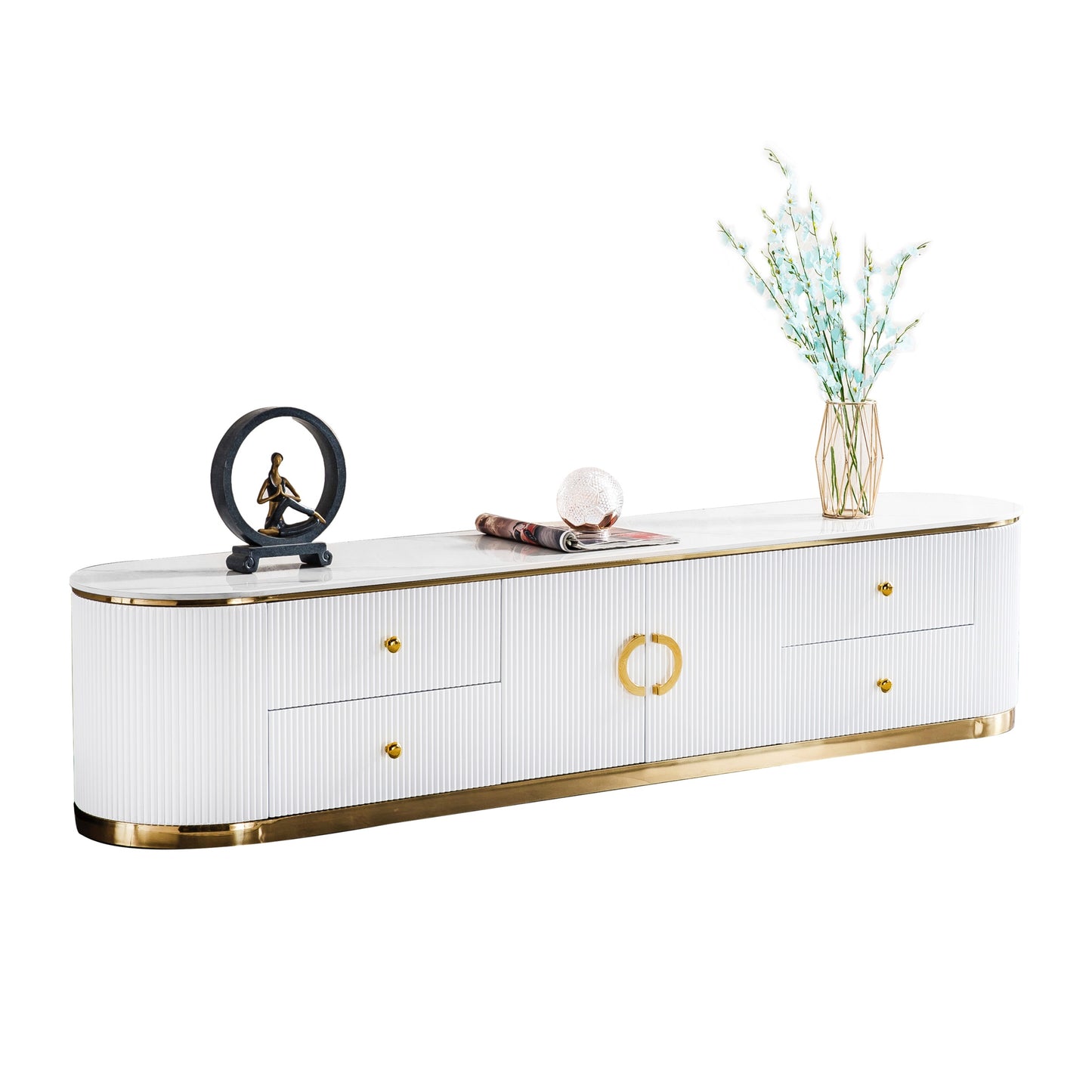 1st Choice Modern White Sintered TV Stand Media Console Table