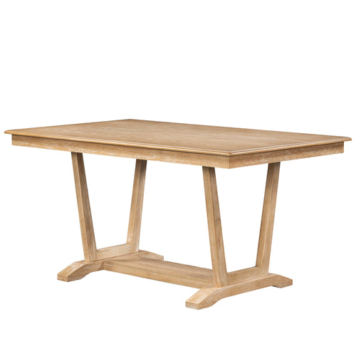 1st Choice Farmhouse Dining Table Set with Linen Upholstered Chairs