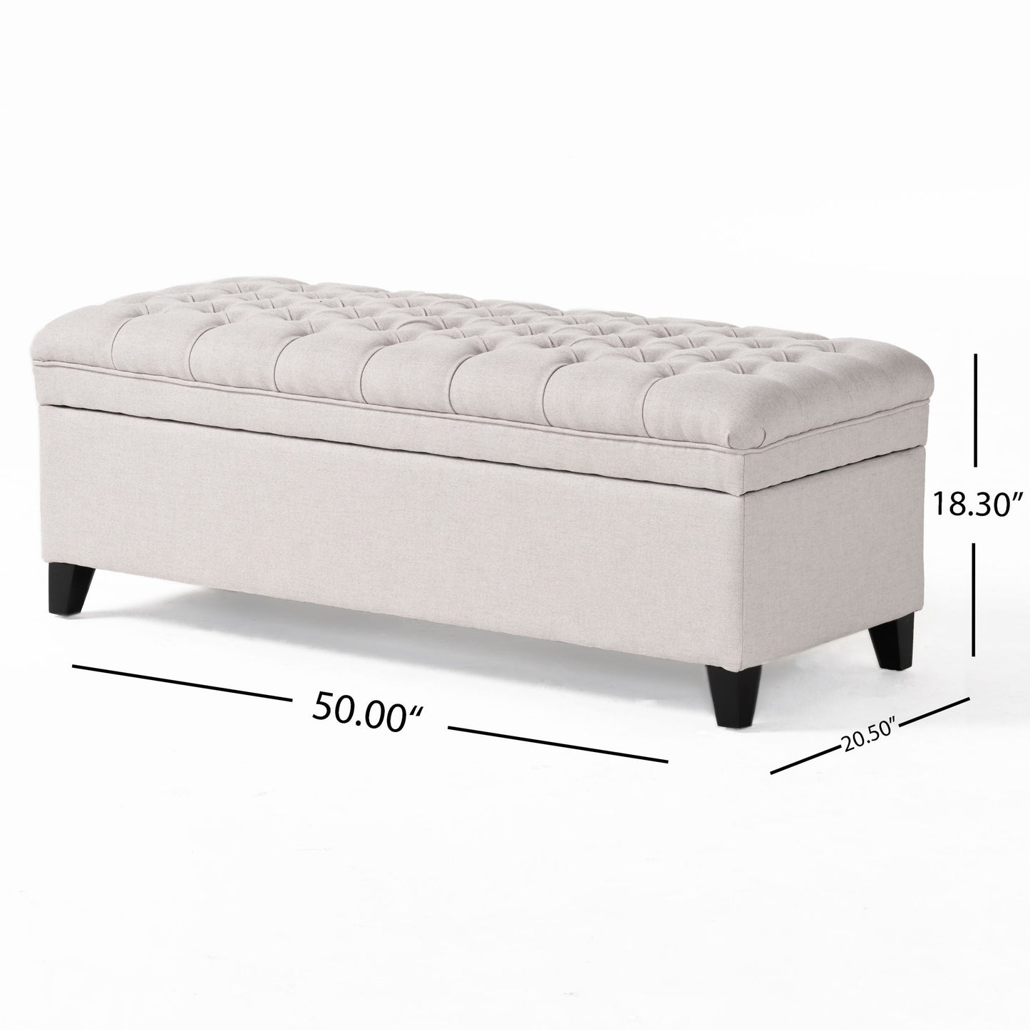 1st Choice Modern Contemporary Storage Bedroom Ottoman in Light Grey