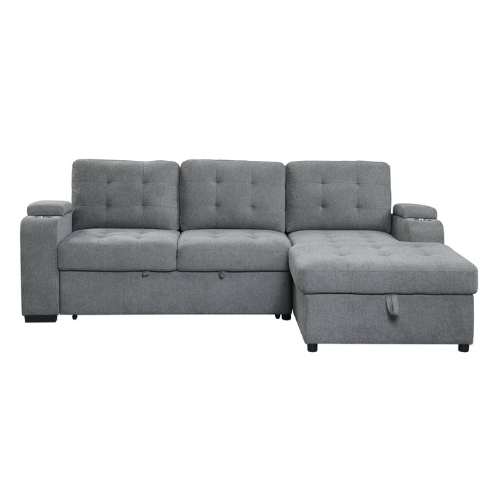 1st Choice Kabira Sleeper Sectional Sofa with Storage in Gray Fabric