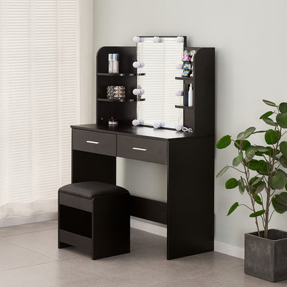 1st Choice Simple Hair Desk with Multi and Large Storage Space in Black