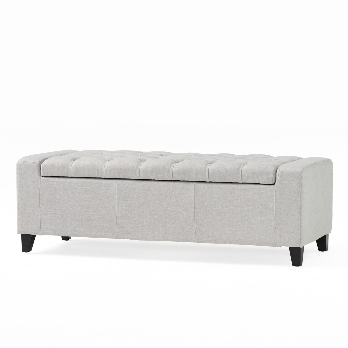 1st Choice Modern Bedroom Tufted Guernsey Storage Fabric Grey Ottoman