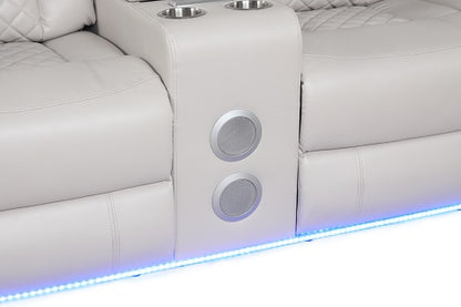 Benz LED & Power Recliner 3 PC Made With Faux Leather in Ice