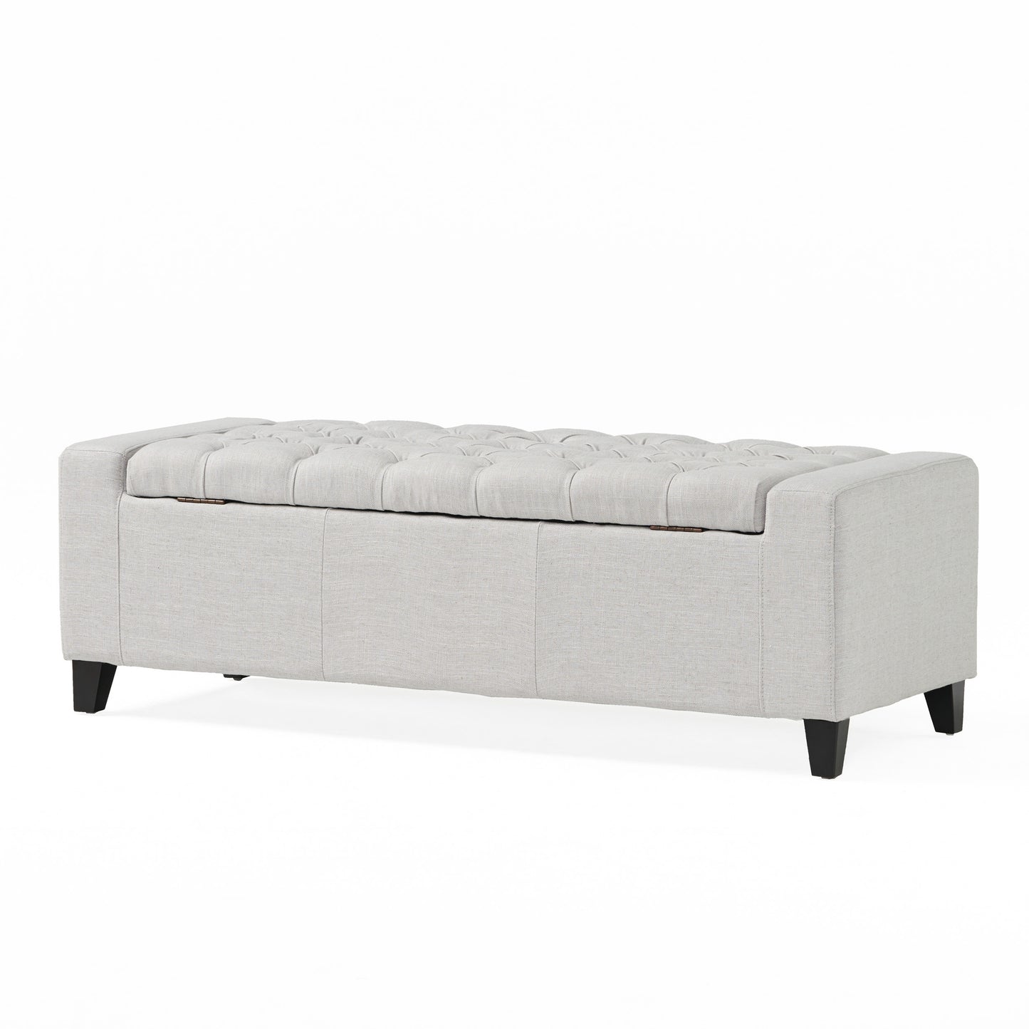 1st Choice Modern Bedroom Tufted Guernsey Storage Fabric Grey Ottoman