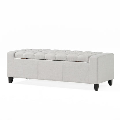 1st Choice Modern Bedroom Tufted Guernsey Storage Fabric Grey Ottoman