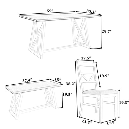 1st Choice Farmhouse dining set with Triangular backrest chairs