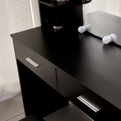 1st Choice Simple Hair Desk with Multi and Large Storage Space in Black