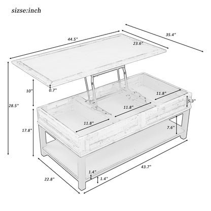 1st Choice U-style Lift Top Coffee Table with Inner Storage  Space and Shelf