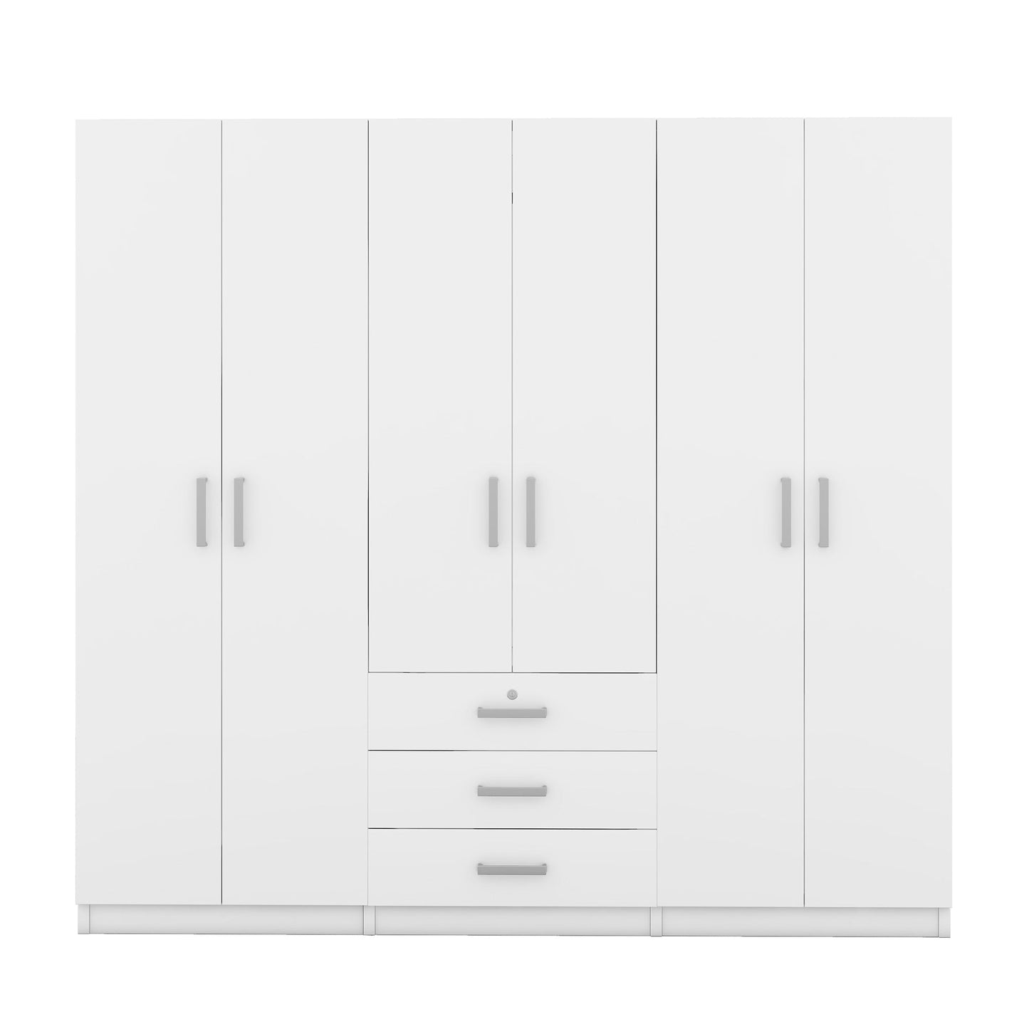 6 - Doors Wooden Wardrobe Storage for Bedroom, with Big Drawers, White - 1st Choice Furniture Direct