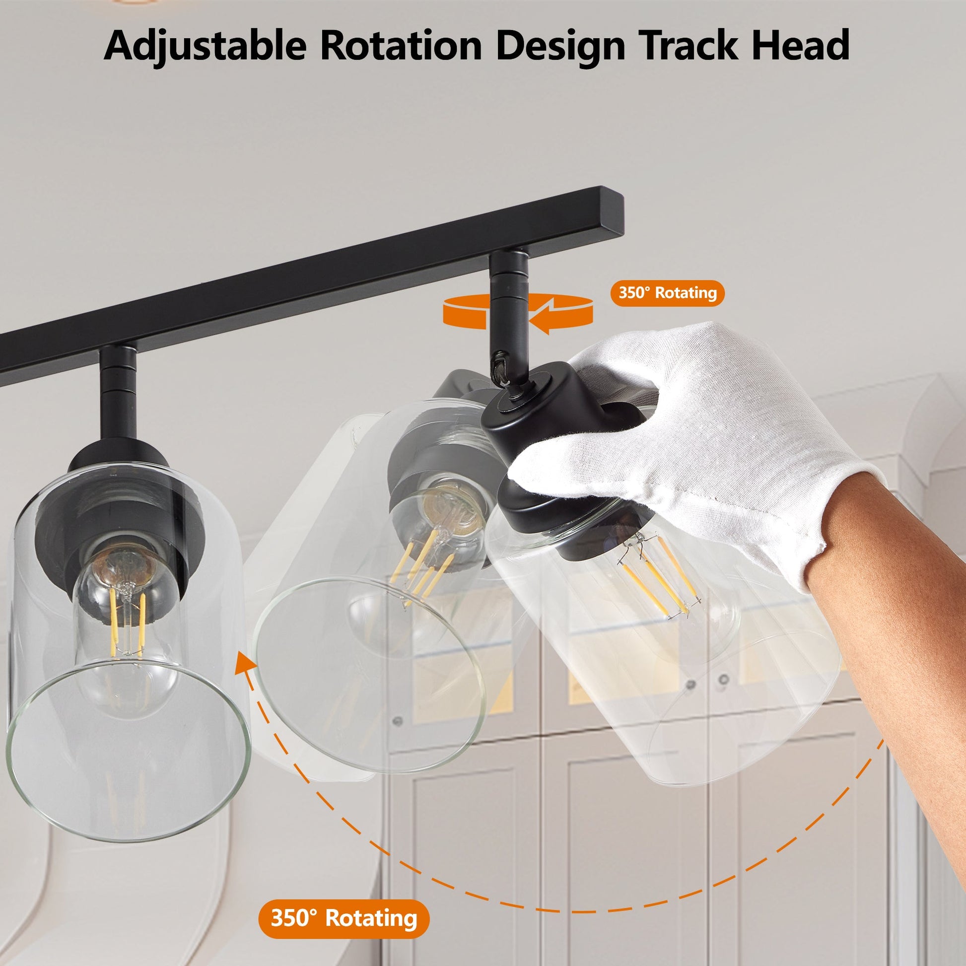 6 - Light Track Lighting Kit Black Track Lighting Fixtures Bathroom Wall Sconces Ceiling Mount Kitchen Tracking Lights, Rotatable Spotlight with Clear Glass Shade for Kitchen Shop Hallway - 1st Choice Furniture Direct