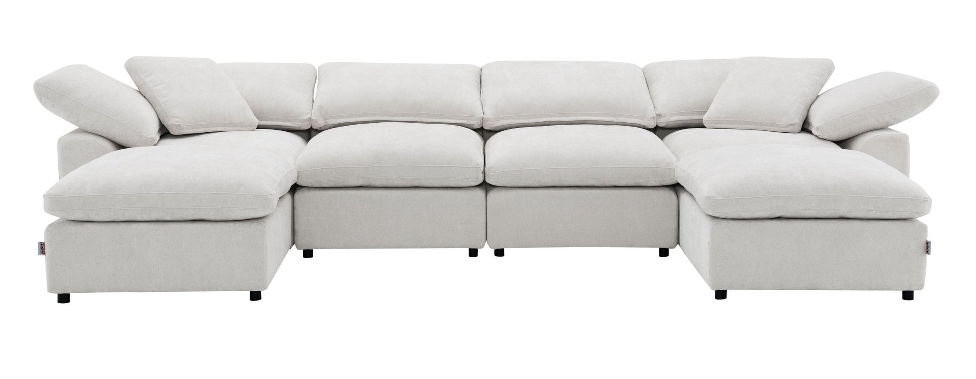 6 Piece Modular Sectional Sofa | Ivory Linen Oversized Sectional - 1st Choice Furniture Direct