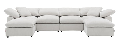 6 Piece Modular Sectional Sofa | Ivory Linen Oversized Sectional - 1st Choice Furniture Direct