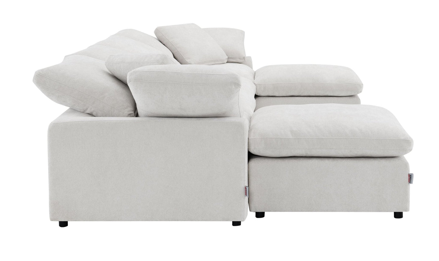6 Piece Modular Sectional Sofa | Ivory Linen Oversized Sectional - 1st Choice Furniture Direct
