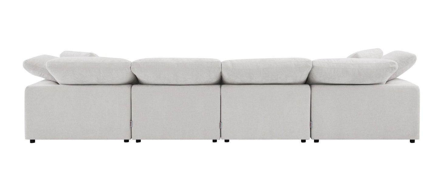 6 Piece Modular Sectional Sofa | Ivory Linen Oversized Sectional - 1st Choice Furniture Direct