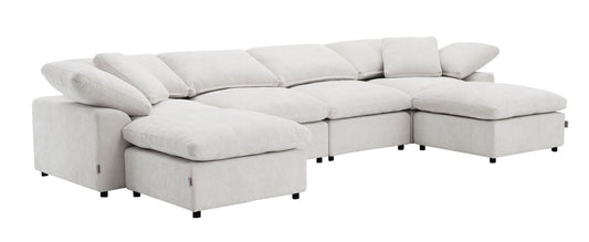 6 Piece Modular Sectional Sofa | Ivory Linen Oversized Sectional - 1st Choice Furniture Direct