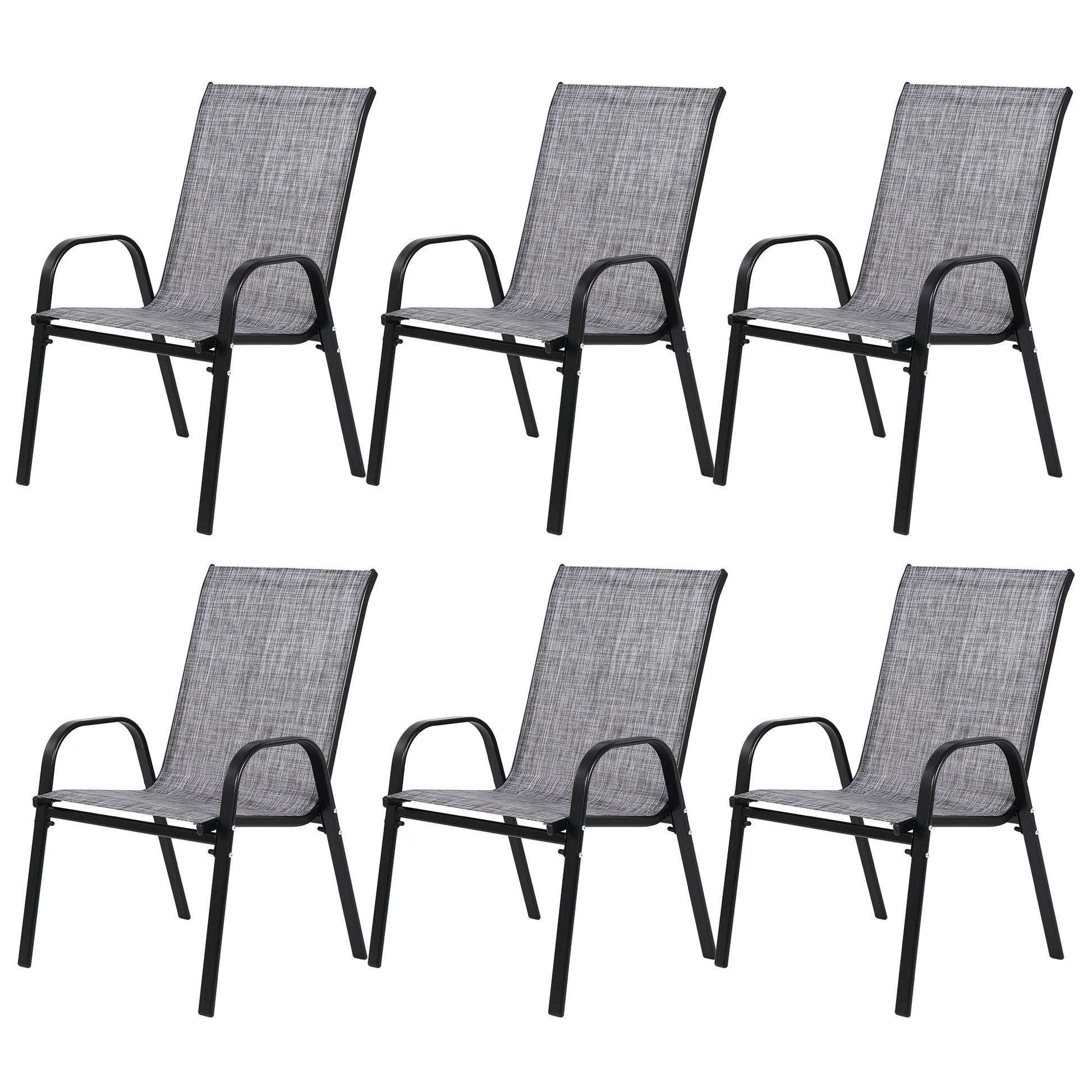 6 Piece Patio Chairs, Outdoor Camping Chairs with Breathable Textilene Fabric, Set of 2 Garden Chairs with Armrest High Backrest for Garden Patio Pool Beach Yard Space Saving ( Grey)6 - 1st Choice Furniture Direct