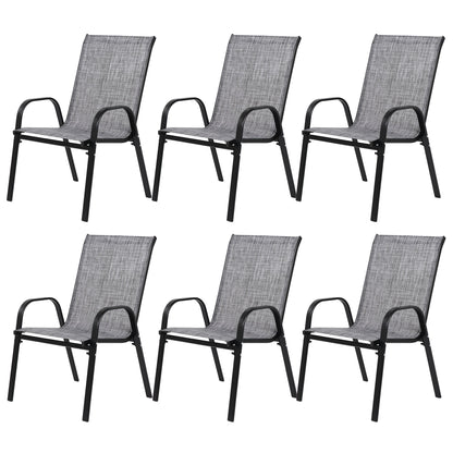 6 Piece Patio Chairs, Outdoor Camping Chairs with Breathable Textilene Fabric, Set of 2 Garden Chairs with Armrest High Backrest for Garden Patio Pool Beach Yard Space Saving ( Grey)6 - 1st Choice Furniture Direct